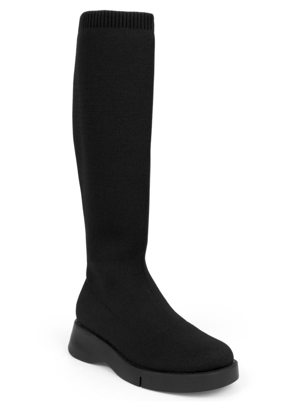 Aerosoles Flann Knit Flatform Boots Black 9.5 Wide Knee High Stretch